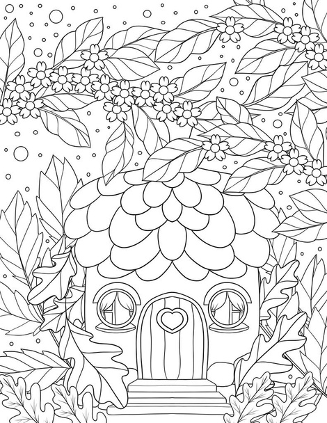 page de livre à colorier avec feuilles et baies. illustration - Photo, image