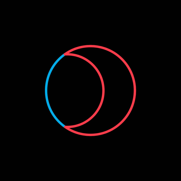 Young Moon isolierte Vektorsymbol auf schwarzem Hintergrund. Meteorologisches Zeichen. Grafiksymbol für Reise, Tourismus und Wetter Webseiten und Apps Design, Logo, App, UI - Vektor, Bild