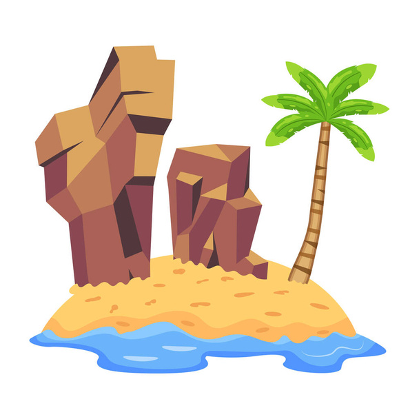 beach and island with palm tree  and sea vector illustration graphic design - Vektor, kép
