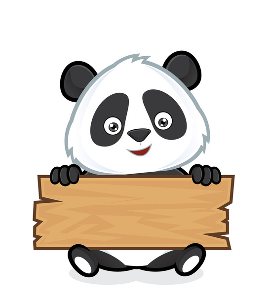 Panda hält ein Brett aus Holz - Vektor, Bild