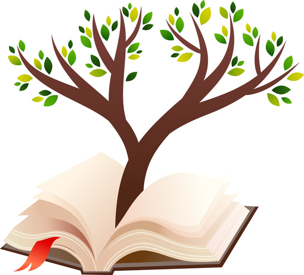 Illustration of tree growing in open book - Vector, Image