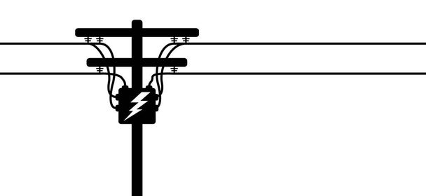 Torres tangentes. Poste de alto voltaje, cables eléctricos y cable telefónico, pilón de línea de alambre, red de postes. Pilones eléctricos rotos, línea de transmisión de energía. Dibujos animados para enchufe, circuito de cable de electricidad.  - Vector, imagen