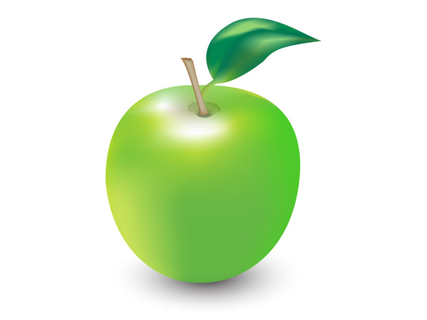 Vector green apple on white background - Vector, Image