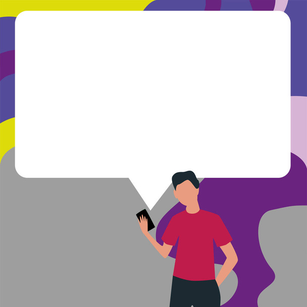 Presenter Drawing With Conversation Bubble Showing New Announcement. - Vector, Image