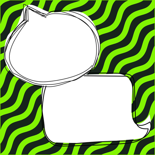 Design Drawing Of Some Comic Frames As Background With Speech Bubbles - Vector, Image