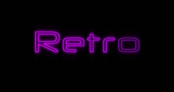 Image of neon retro on black background. Party, disco, communication, vintage neon and advertisement concept. - Foto, Imagem