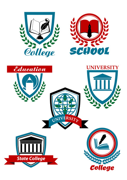 Геральдичні символи для студентів університетів і коледжів дизайну Освіта - Вектор, зображення