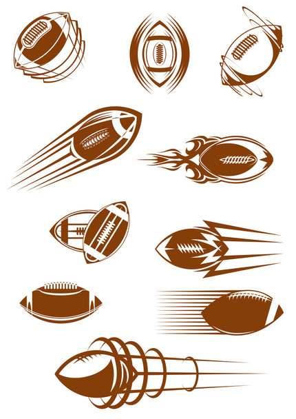 Iconos deportivos de rugby y fútbol marrón
 - Vector, Imagen