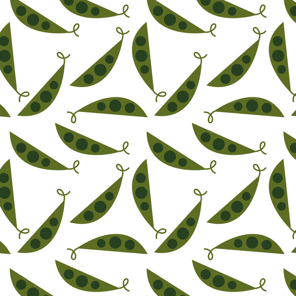 Papel de parede padrão de ervilhas verdes. Vetor de ervilhas verdes no fundo branco. - Vetor, Imagem