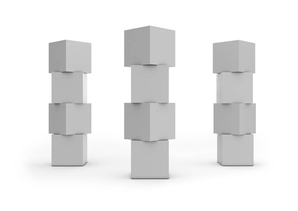 Ilustração 3D de um display cubos em branco ou totem para ação no ponto de venda - Foto, Imagem