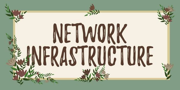 Konzeptionelle Darstellung Netzwerkinfrastruktur, Business Schaufenster Hardware- und Softwareressourcen In-und Out-Verbindung - Foto, Bild