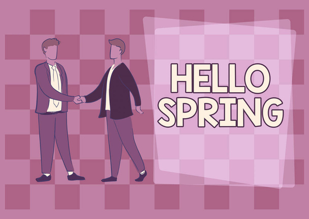 Título conceptual Hello Spring, Concept meaning Bienvenidos a la temporada después del invierno Florecimiento de flores - Foto, imagen