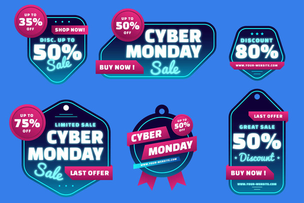 gradient cyber monday labels collection vector design illustration - Vector, afbeelding