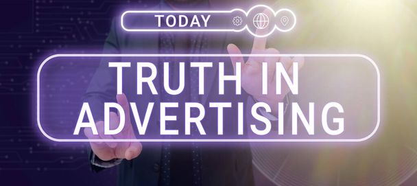Inspiração mostrando sinal Verdade em Publicidade, ideia de negócio Prática Honesto Publicidade Propaganda Publicidade - Foto, Imagem