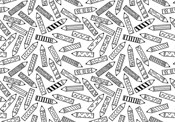Cartoon school ornaments pencil seamless study pattern for kids clothes print and wrapping paper and fabrics and linens and accessories. High quality illustration - Foto, Imagem