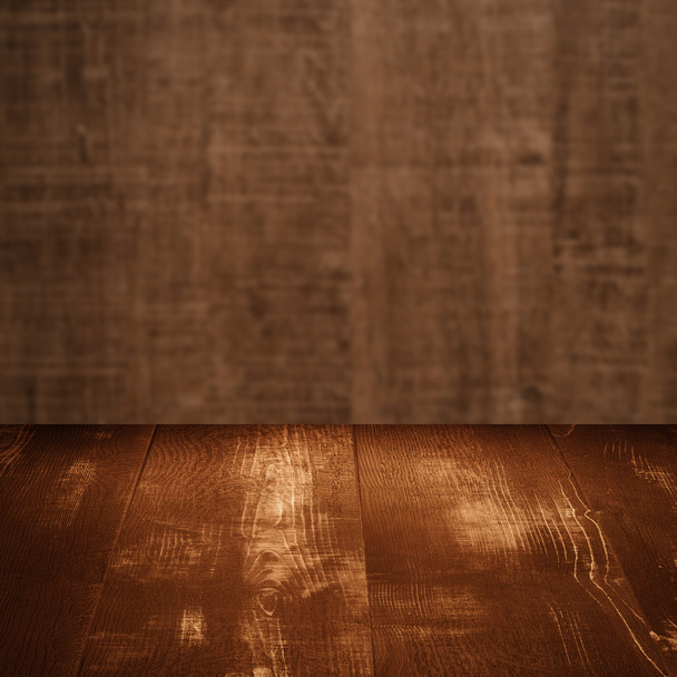Table with wooden wall - Foto, Imagen