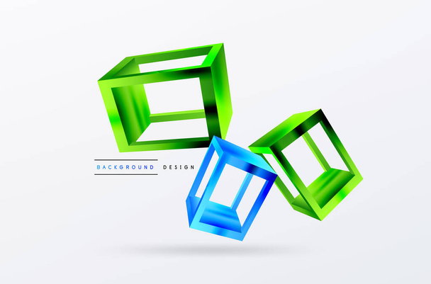 3D cube shapes vector geometric background. Trendy techno business template for wallpaper, banner, background or landing - Vektor, obrázek