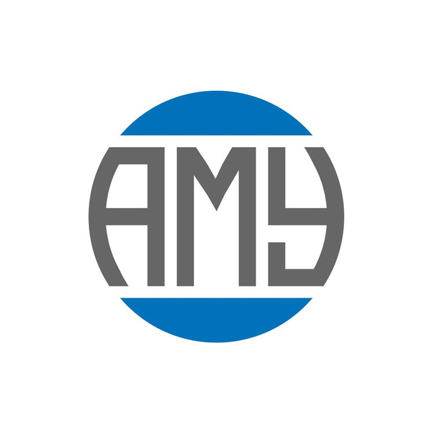 Projekt logo litery AMY na białym tle. AMY twórcze inicjały koło koncepcji logo. Wzór litery AMY. - Wektor, obraz