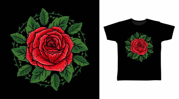 Rose flower with thorn and leaf vector illustration design - Vector, imagen