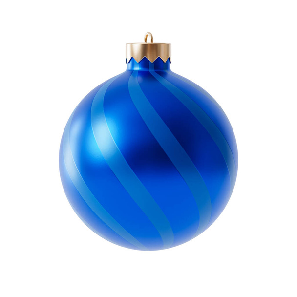 Bola azul para Navidad o Año Nuevo diseño de vacaciones, 3d render - Foto, Imagen