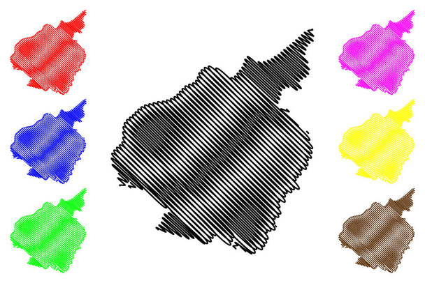 Rolas νησί (Λαϊκή Δημοκρατία του Σάο Τομ και Prncipe) χάρτη διανυσματική απεικόνιση, scribble σκίτσο Ilheu das Rolas χάρτη, - Διάνυσμα, εικόνα
