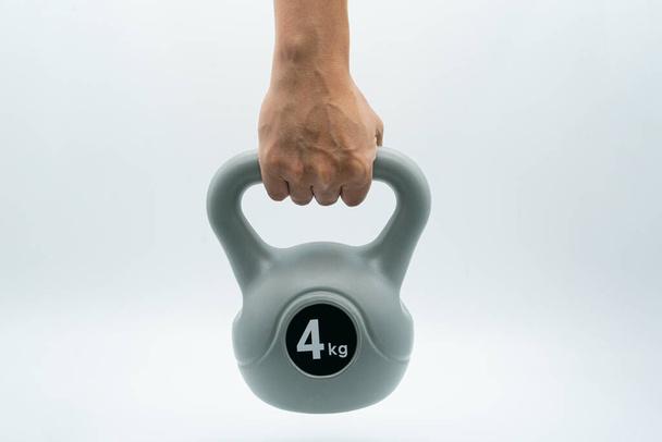 Home gym concept with kettlebells and dumbbells - Fotoğraf, Görsel