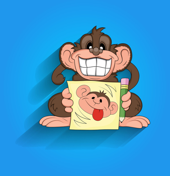 Grappige aap lachen - Vector, afbeelding