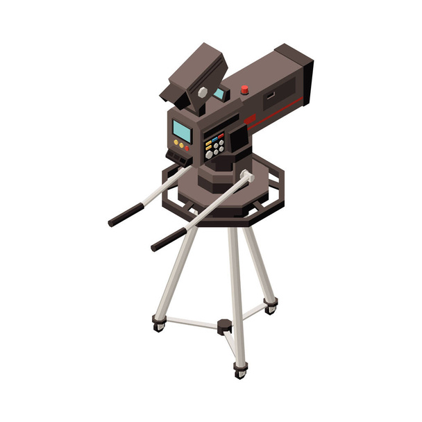 Ізометрична відеокамера на тринозі 3d Векторні ілюстрації
 - Вектор, зображення