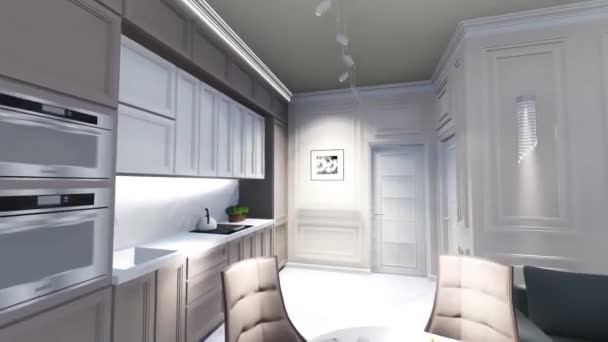 Luxus szoba belsőépítészeti mozgás grafika. Modern belsőépítészeti animáció - Felvétel, videó