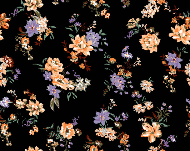 patrón sin costura flor vintage en el fondo - Foto, imagen