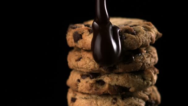 Chocolate sauce on cookie - Footage, Video
