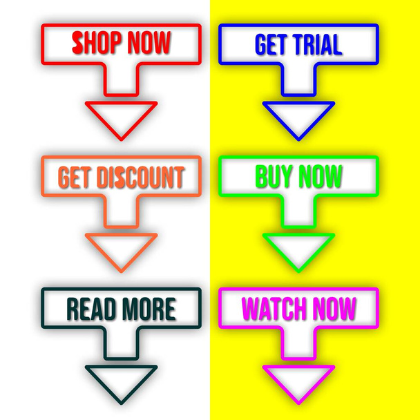 shop now,get trial,get discount, buy now,read more, watch now button vector icon - Vektor, Bild