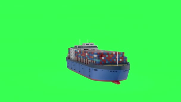 Yük gemisi ya da konteynırı yeşil ekranda izole edilmiş gemi - Video, Çekim