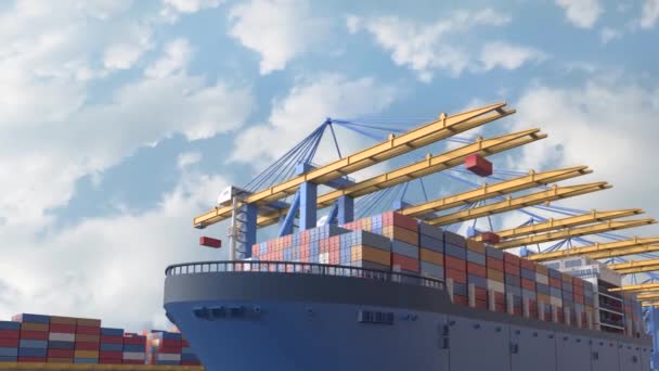 Buque de carga o buque con contenedores en imágenes de 4k oceánicas - Imágenes, Vídeo