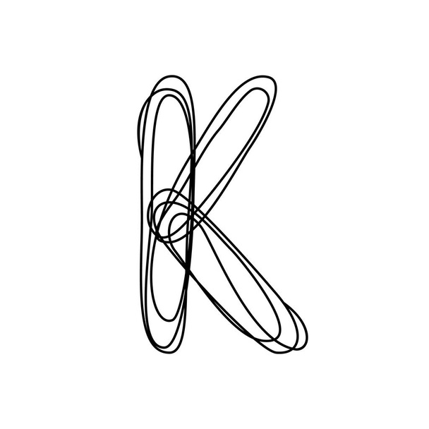Jatkuva ohut kirjain K. vektori kuvitus aakkoset symboli yhdellä rivillä, minimalistinen yksinkertainen ensimmäinen kirjain nimi kuvake, logo - Vektori, kuva
