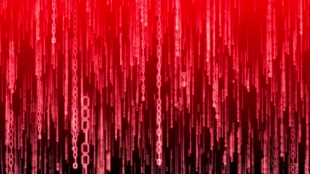 Red binary code falling down - matrix concept. Camera moves thorough falling digits, glow effect, gradient background - 3D 4k animation (3840x2160 px). - Footage, Video