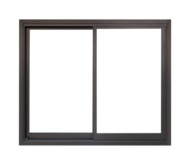 czarny metaliczna ramka okna izolowane na białym tle - Zdjęcie, obraz