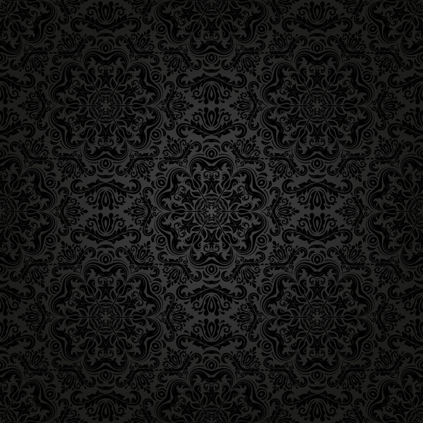 ダマスク織のシームレスなベクトル パターン。オリエントの暗い背景 - ベクター画像