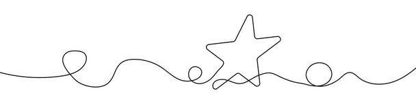 Continuous line drawing of star. One line drawing background. Vector illustration. Linear star icon - Vector, Image