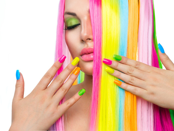 Girl  with Colorful Makeup - Фото, изображение