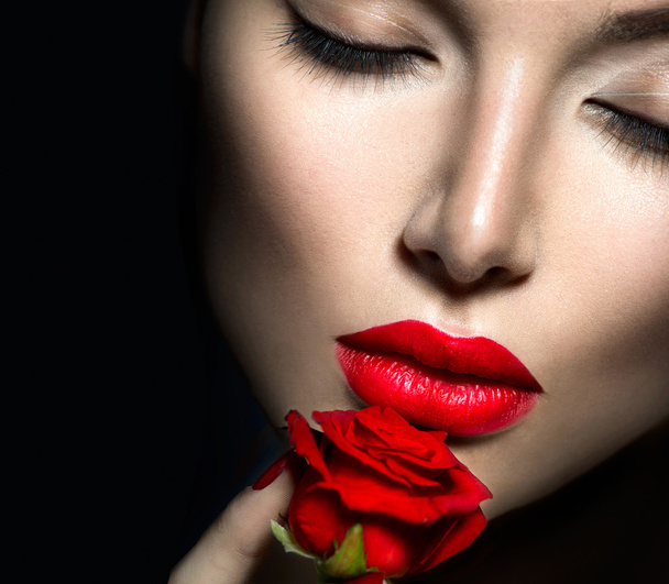 Woman with red lips - Foto, Bild