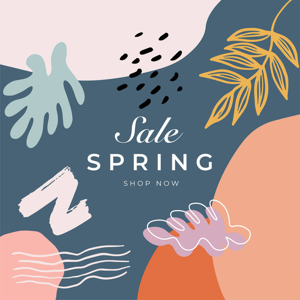 Frühling Verkauf Hintergrund Social Media Vorlage handgezeichnet Stil-Design - Vektor, Bild