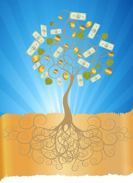 Illustration de l'arbre avec de l'or et de l'argent - Vecteur, image