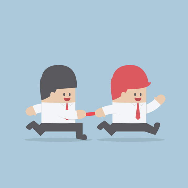 Businessman passing baton to the other in relay race - Vector, Image