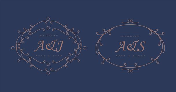 Wedding personal monogram elegant vintage design. Set of vector templates with your initials  - Vector, Image