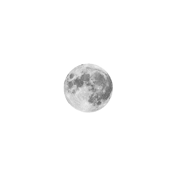 Grande pleine lune avec un fond blanc et de grands cratères lunaires peuvent être vus - Photo, image