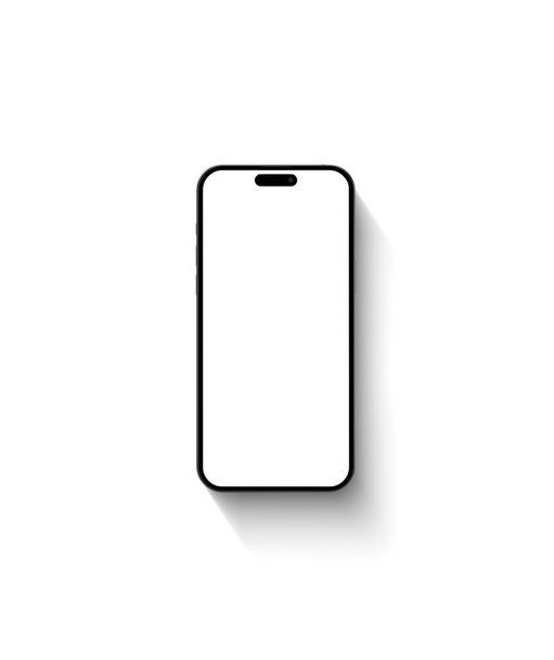 Mobile phone with round edges in Black color, with white screen for Infographic Global Business web site design app. Concept Smartphone. - 写真・画像
