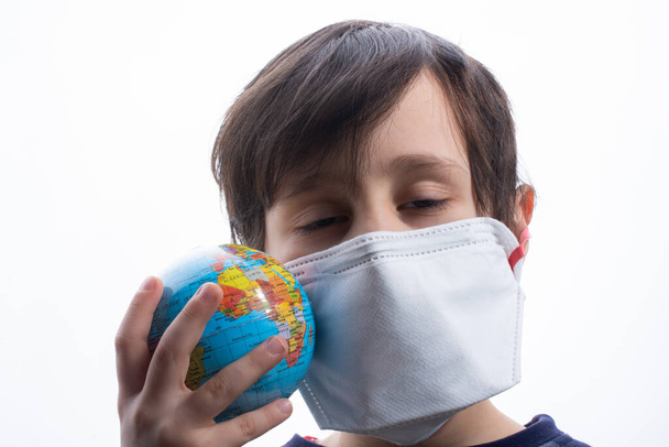 Kid wear health masks to prevent virus and germs. Disease  protection - Φωτογραφία, εικόνα