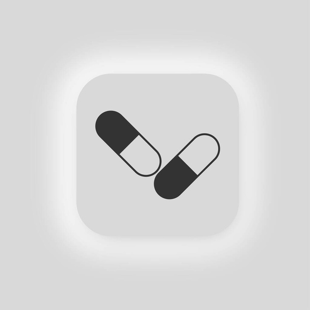 Icono de píldora. Símbolo de diseño web de drogas médicas. Píldora blanco rojo y blanco negro colores vector. - Vector, imagen