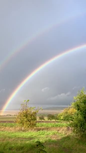 there are two rainbows in the sky and the wind is shaking the trees - Footage, Video